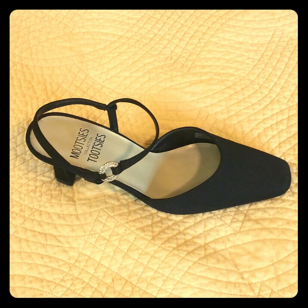 Black Satin evening shoes